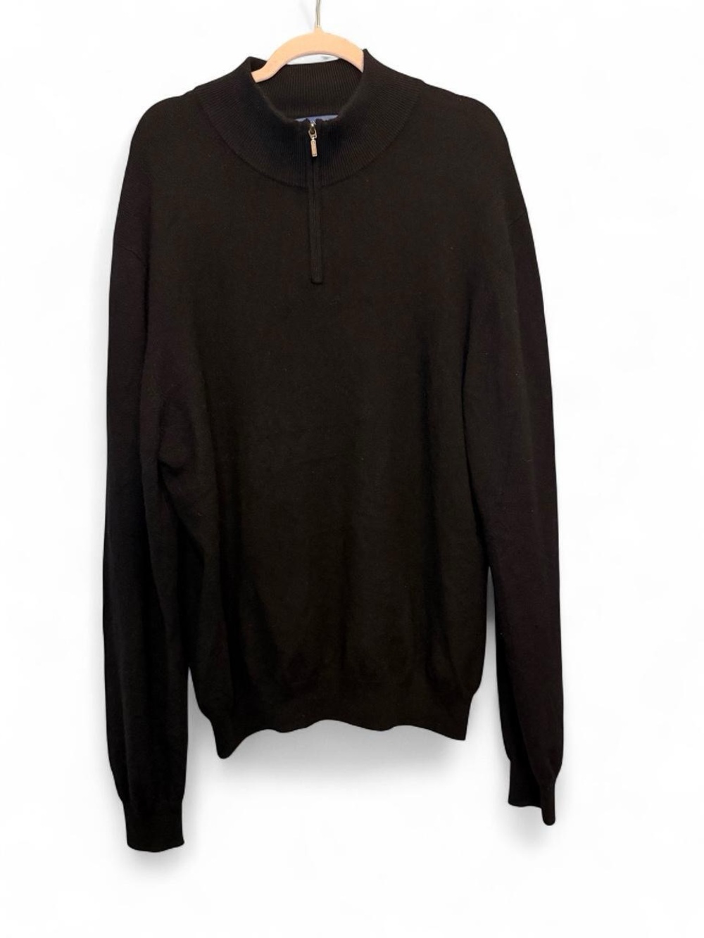 Joseph & Lyman 100% Cashmere Quarter Zip Sweater Men's XXL Black Mock Neck Fall